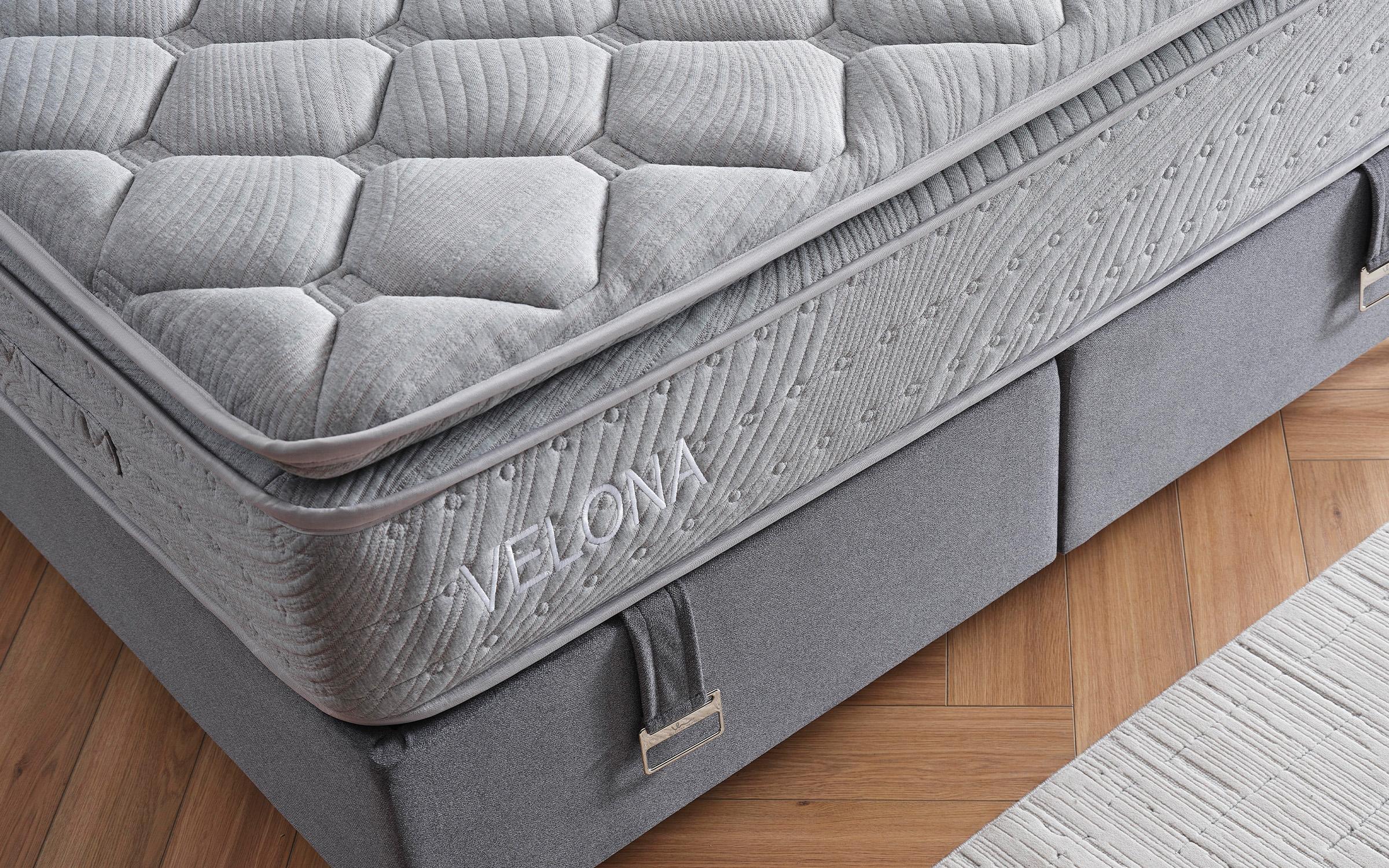 Pat dublu Boxspring 160/200 Velona + saltea, gri  11